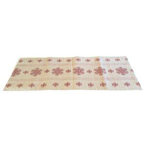 Embroidered Table Runner Linen Red Snowflake St. Nicholas Square Christmas 72x13